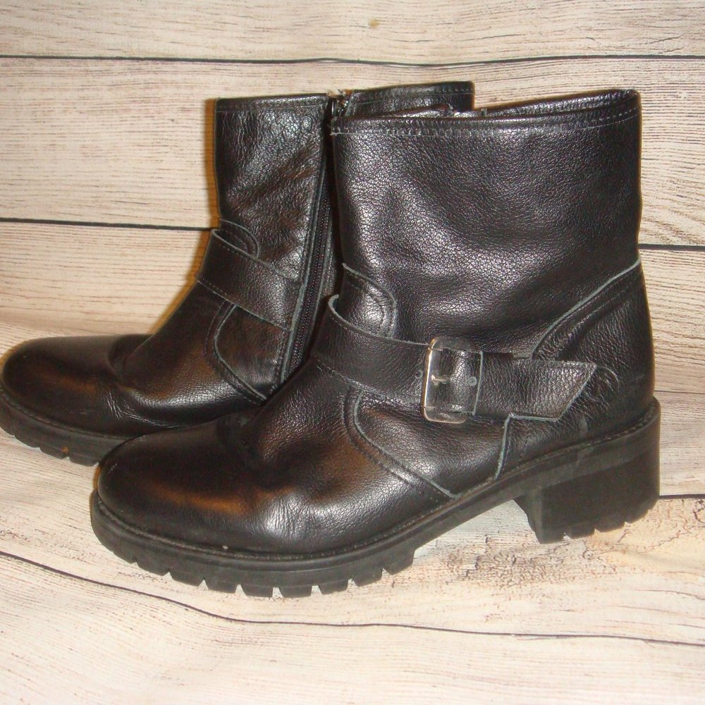 Bronx Freek Out Lug Sole Leather Ankle Engineer Moto Bootie 39(8) - Picture 3 of 8